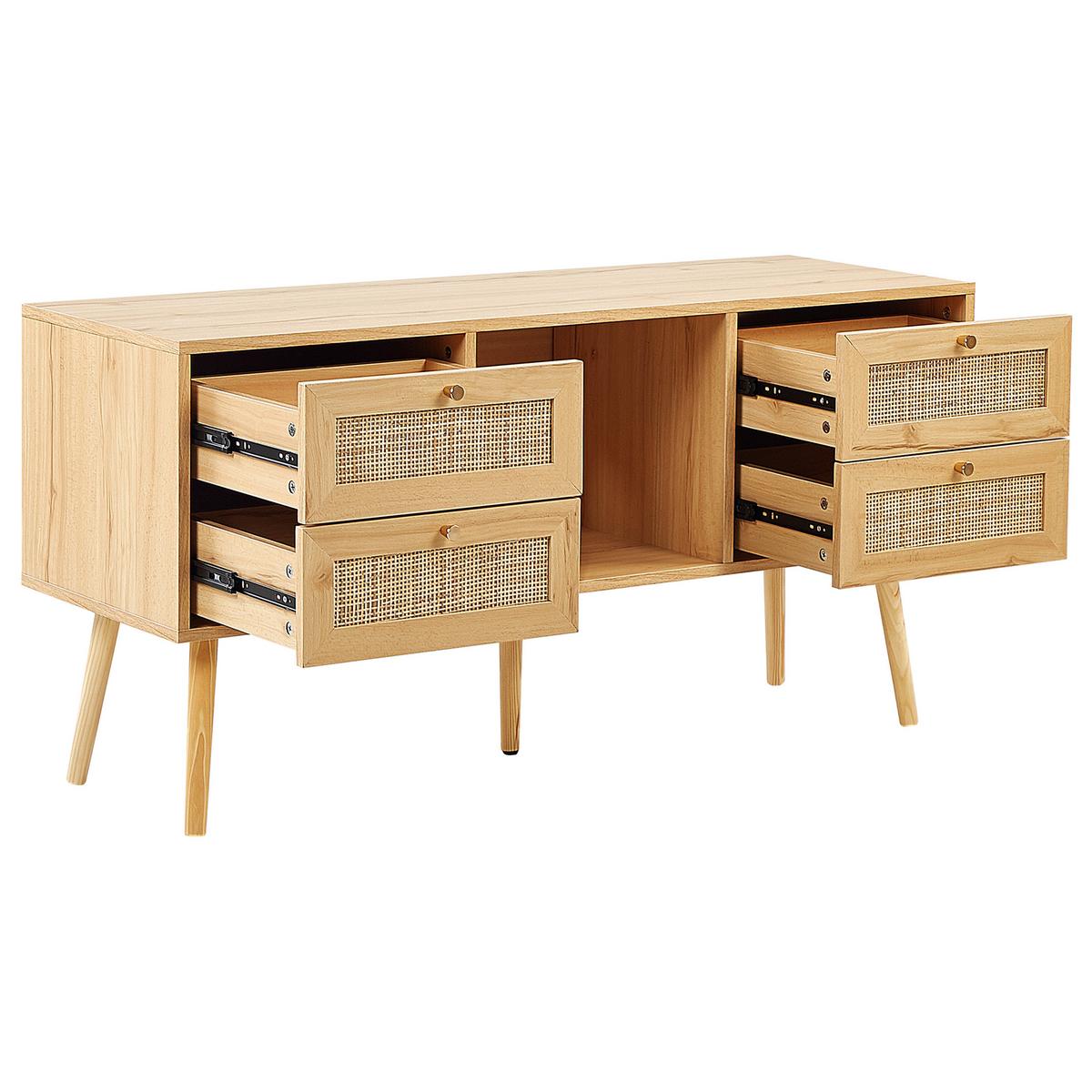 TV-MÖBEL Hellbraun, Gold PEROTE 40/120/60 cm - Hellbraun, Naturmaterialien (120/60/40cm) - Beliani