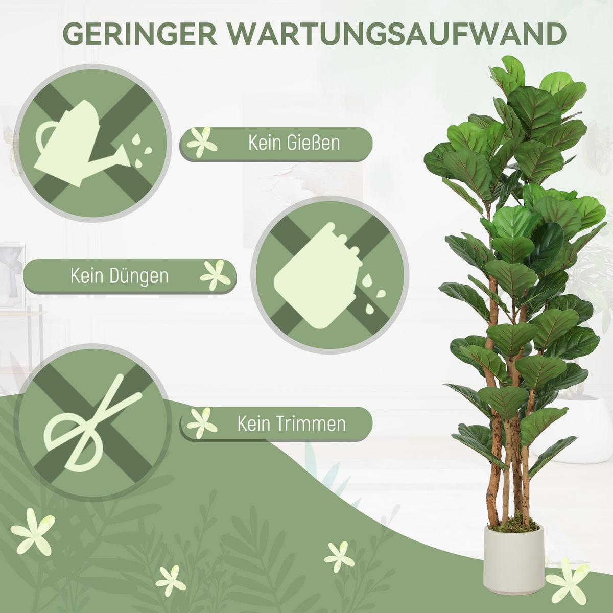 KUNSTPFLANZE Kunststoff Grün - Weiß/Grün, Kunststoff (150cm) - HOMCOM
