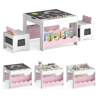 KINDERTISCH mit Stuhl rosa(3-tlg) - Pink, Holzwerkstoff (66/48/64cm) - COSTWAY