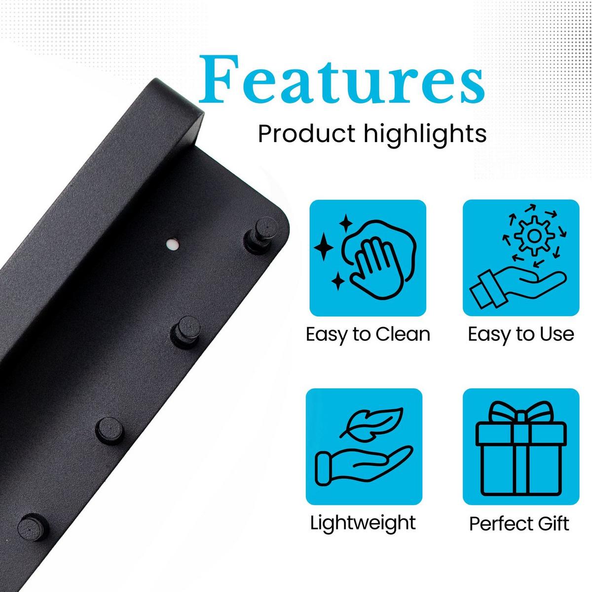 SCHLÜSSELBRETT mit Ablage Selbstklebend 24.5/6 cm - Schwarz, Kunststoff (6/4.7/24.5cm) - Intirilife
