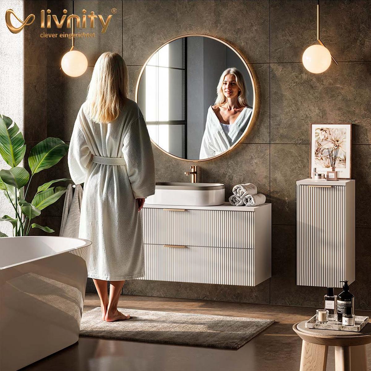BADSPIEGELSCHRANK Temo Anthrazit 80 x 72 cm - Anthrazit, Holzwerkstoff (80/72/20cm) - Livinity®