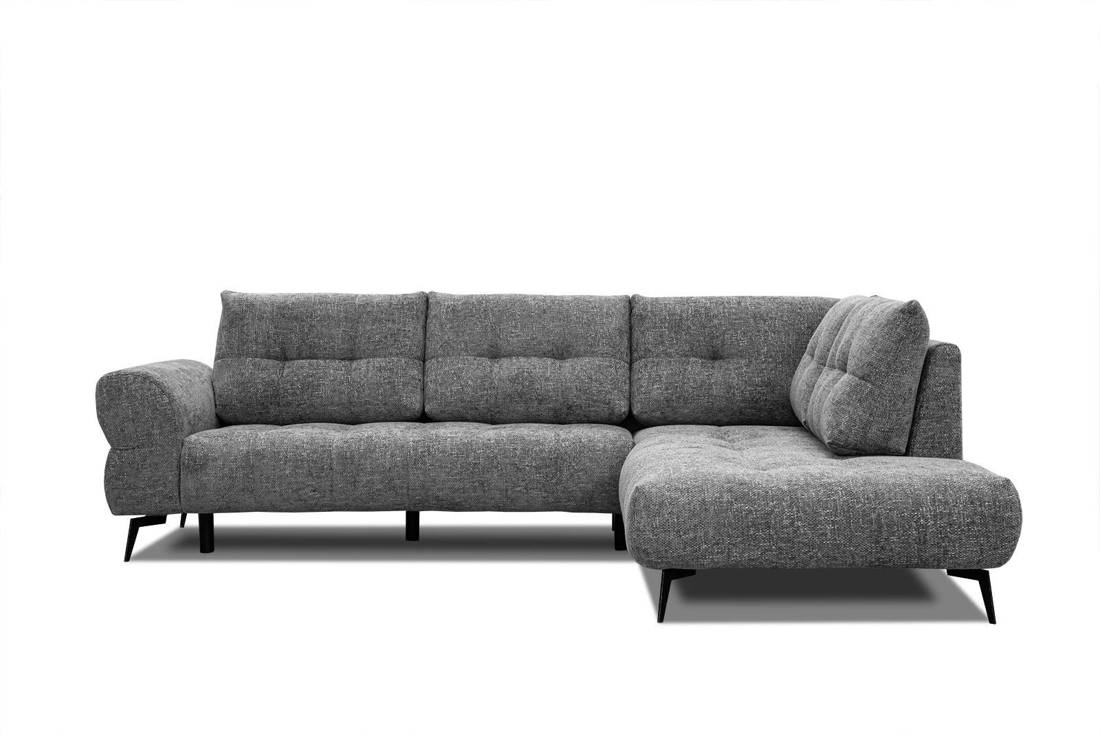 ECKSOFA SALVINI 5-Sitzer, dunkelgrau - Dunkelgrau/Schwarz, Holzwerkstoff/Textil (292/158cm) - Wozimo