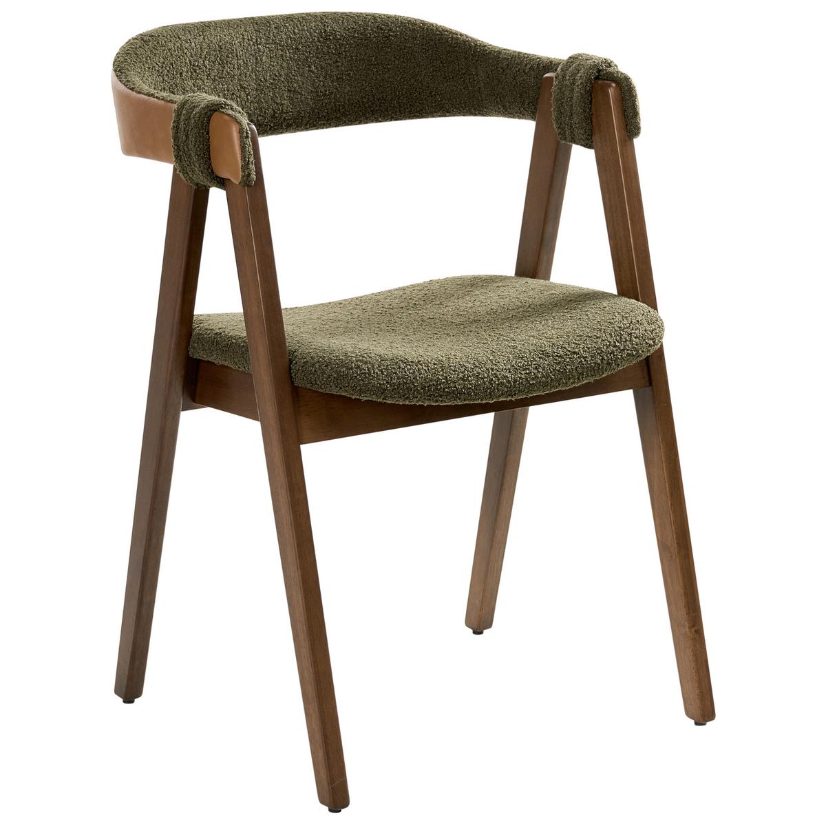 ESSZIMMERSTUHL 2er Set Bouclé Dunkelbraun / Grün Day - Dunkelbraun/Grün, Holz/Textil (55/75/57cm) - Beliani