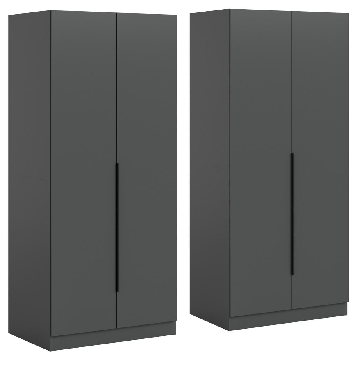 KLEIDERSCHRANK grau 4-türig 160 x 181 cm, Drehtürenschrank mit Kleiderstange - Schwarz/Grau, Holzwerkstoff/Kunststoff (160/181/52cm) - Inn.Furn