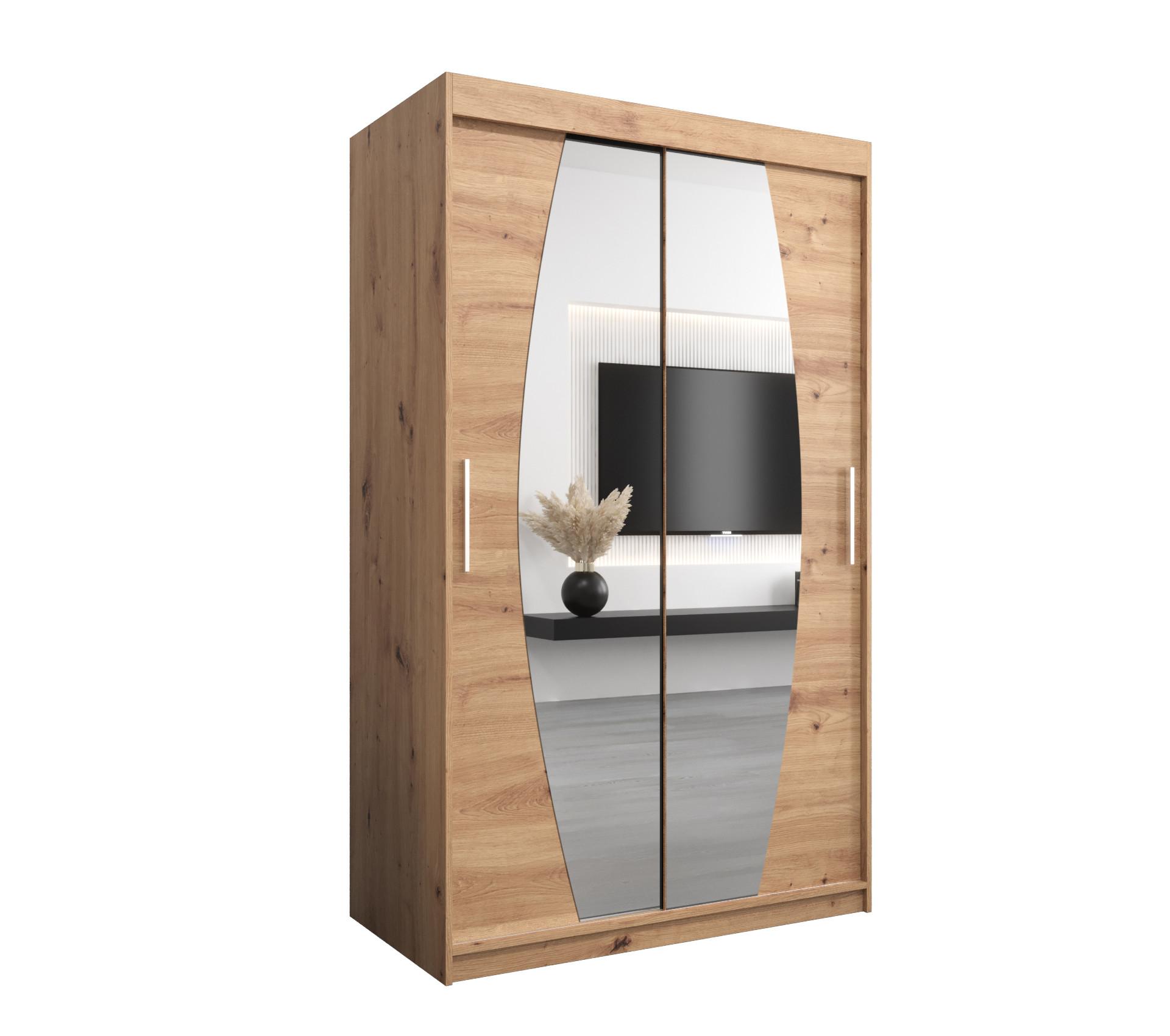 SCHWEBETÜRENSCHRANK 200/150/62 2-türig - Silberfarben/Eiche Artisan, Holz/Kunststoff (150/200/62cm) - MÖBEL KRYSPOL
