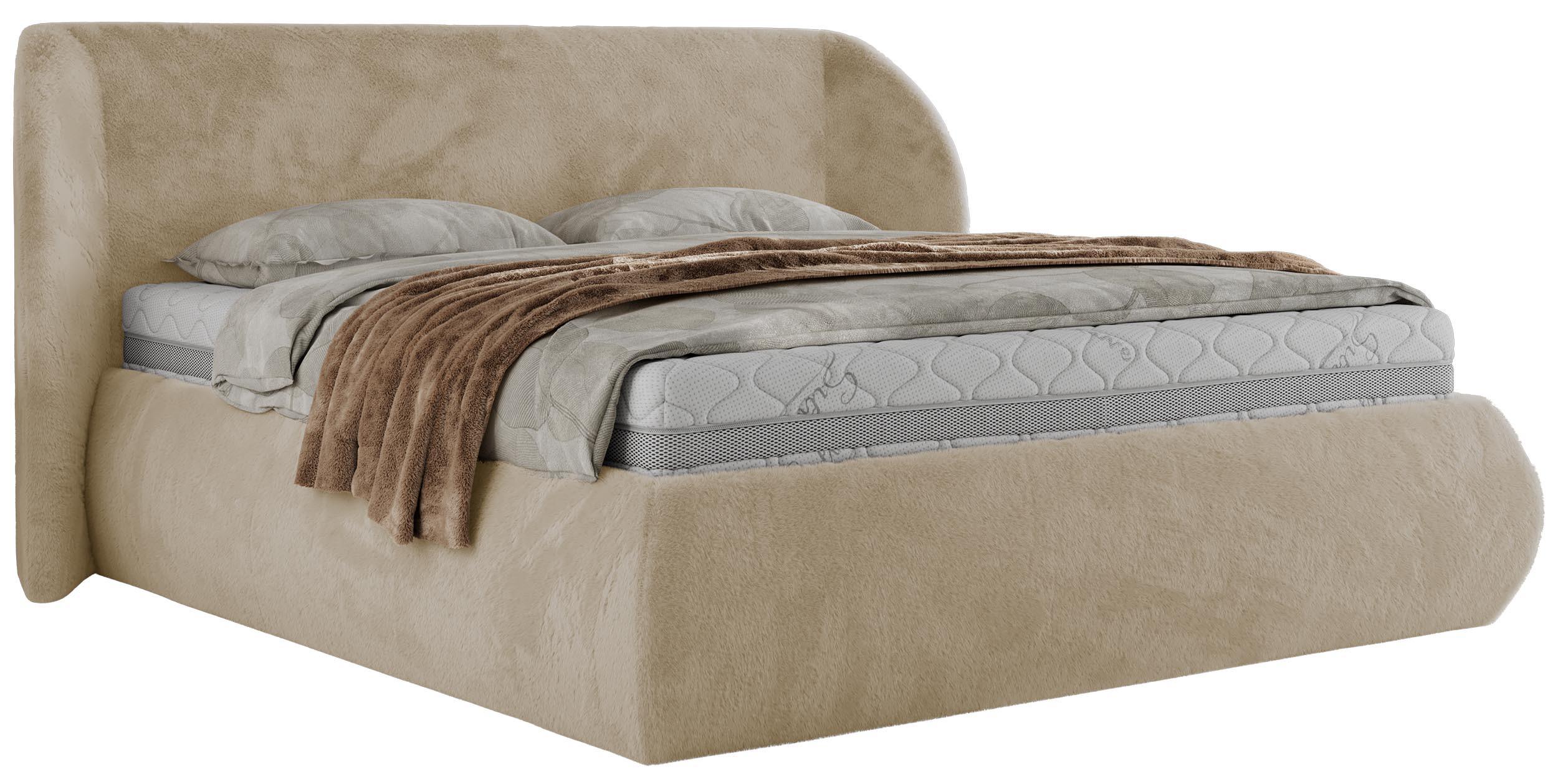 POLSTERBETT CAELA CLASSIC 140/200 - Creme Plüsch - ohne Matratze - Creme, Textil (140/200cm) - MKS