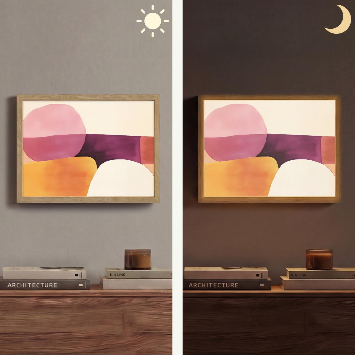 WANDLEUCHTE MIT AKKU Formen - Abstrakt - Farbenfroh 40x30 cm - Rosa, Holzwerkstoff (40/30/8cm) - OnlyWow