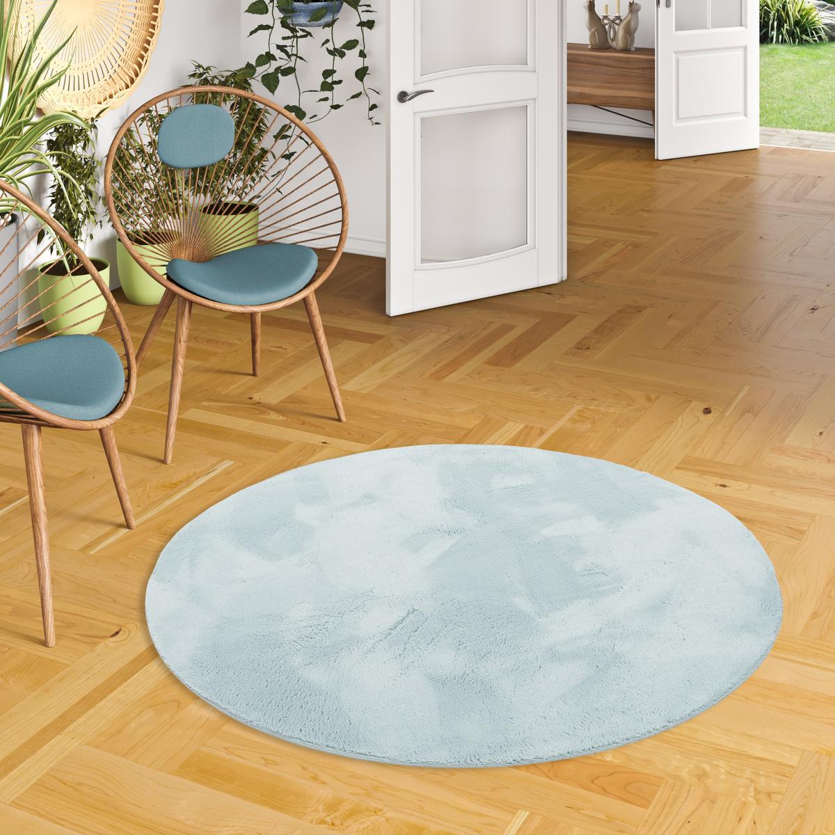 FELLTEPPICH SUPER SOFT PEARL RUND - Hellblau, Textil (160/160cm) - Pergamon