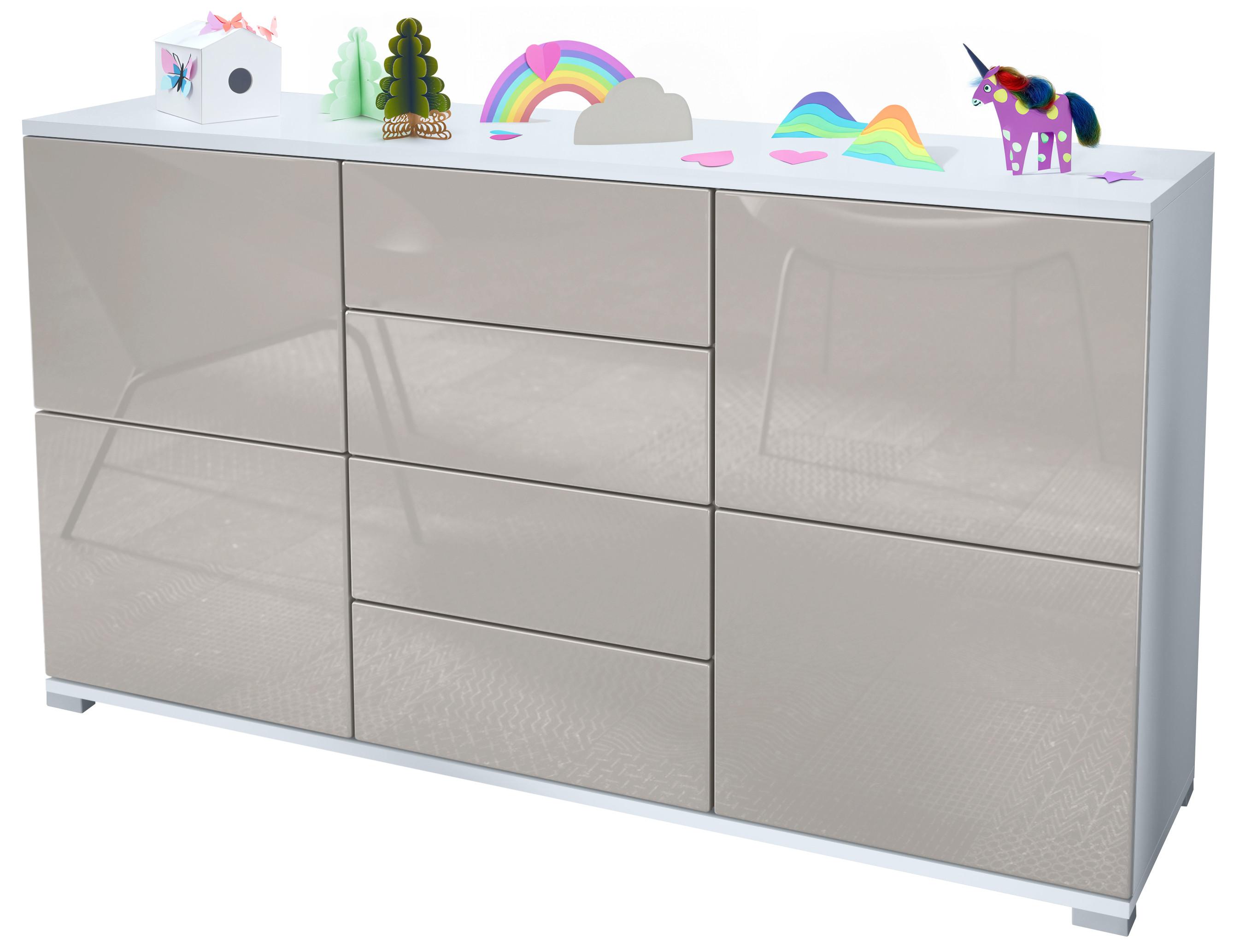 SIDEBOARD Rova Sandgrau Hochglanz - Sandfarben, Holzwerkstoff (138.5/75.5/35cm) - Vladon