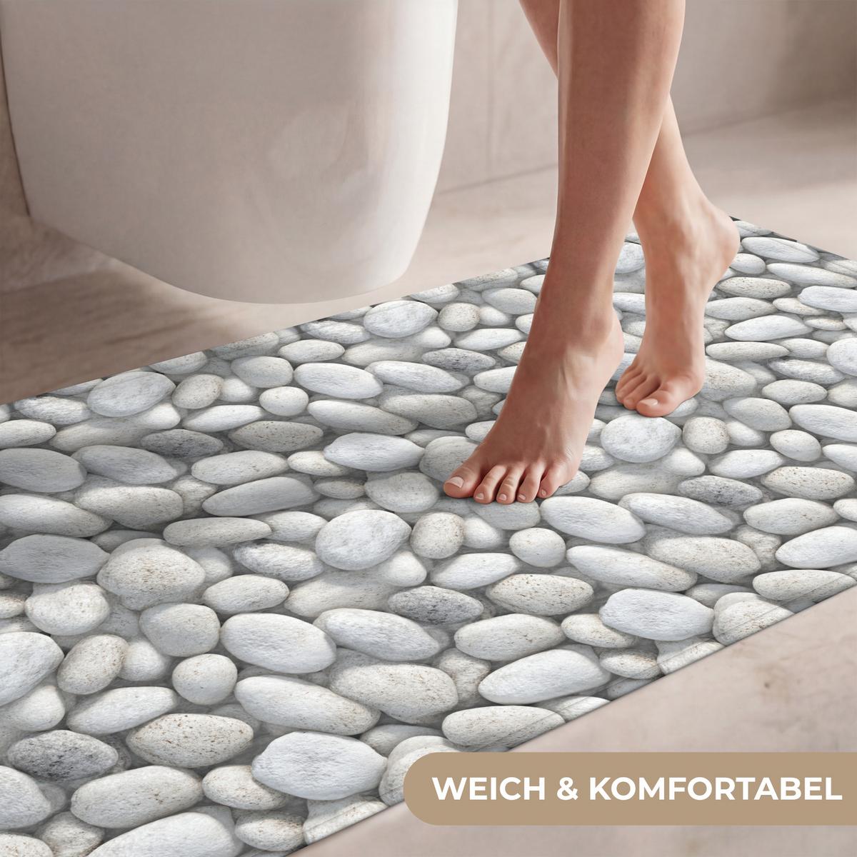 WC-VORLEGER Steine - Grau - Oval WC Teppich 120x60 cm - Hellgrau, Textil (120/1cm) - OnlyWow