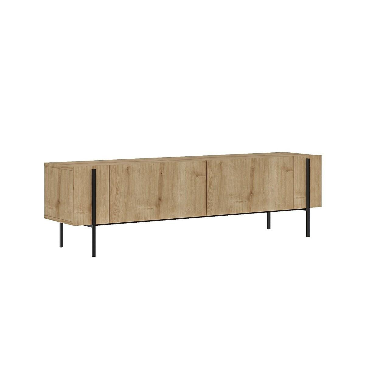 TV-MÖBEL mit 2 klappbaren Türen und Metallfüßen 31,4/160/45,6 cm - Eichefarben, Holzwerkstoff (31.4/45.6/36cm) - Calicosy