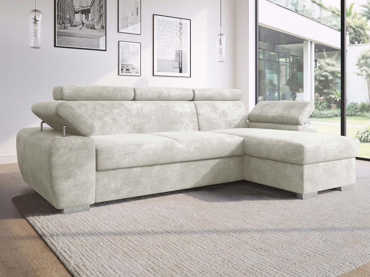 ECKSOFA Plaza L - Silberfarben/Creme, Holz/Kunststoff (255/170cm) - MIRJAN24