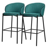 BARHOCKER 2er Set Petrol mit Stoffbezug - Petrol/Schwarz, Textil/Metall (50/101/54cm) - ML-DESIGN