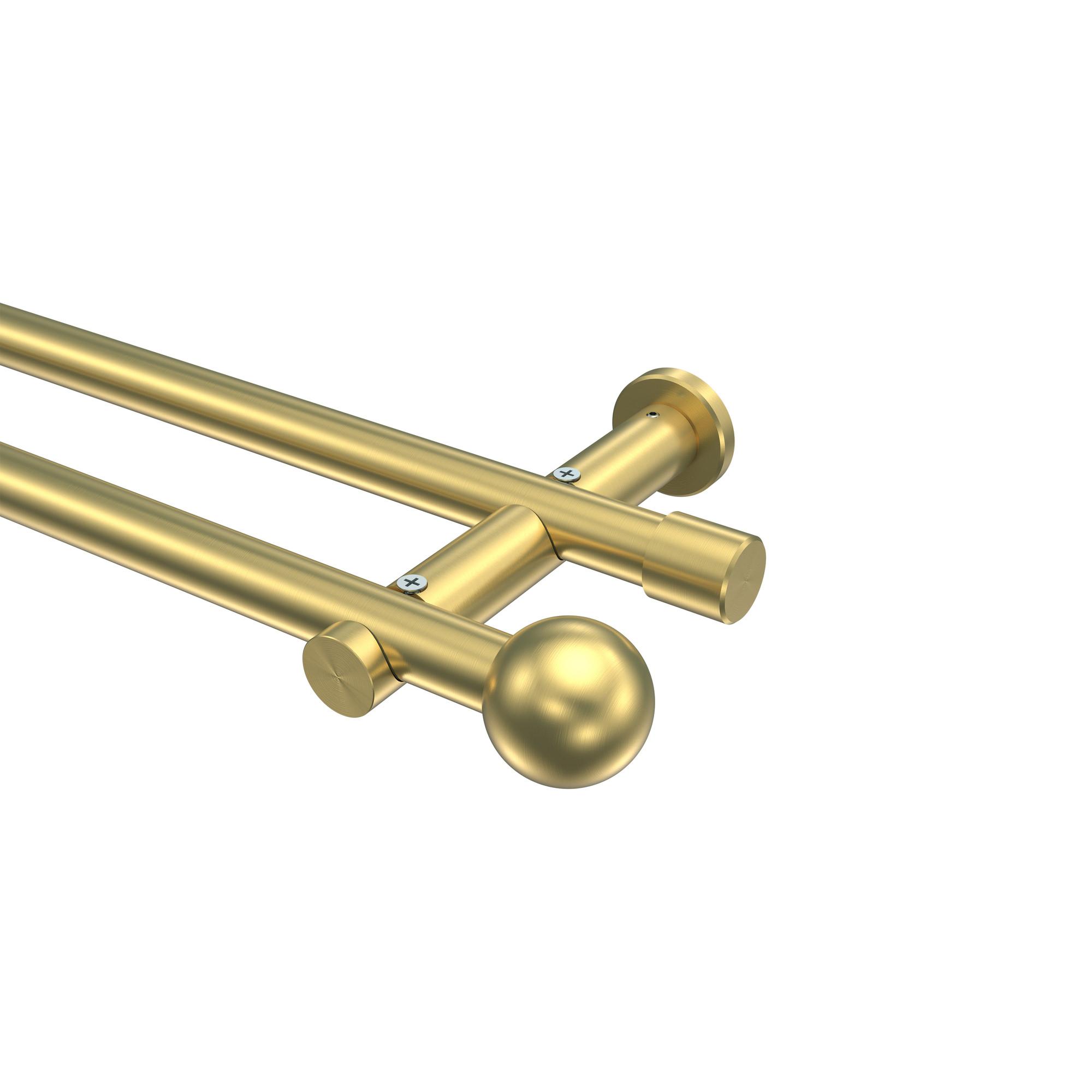 GARDINENSTANGE Platon Luino 240 cm (geteilt in 2 x 120 cm), 2-läufig (ohne Ringe), 20 mm Ø Messing-Optik - Messingfarben, Metall (240cm) - INTERDECO
