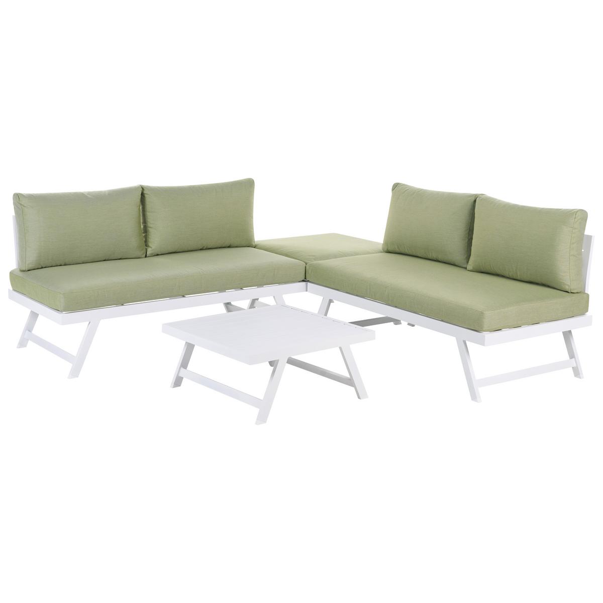 LOUNGE-SET 5-Sitzer Grün Coccorino - Weiß/Grün, Metall - Beliani