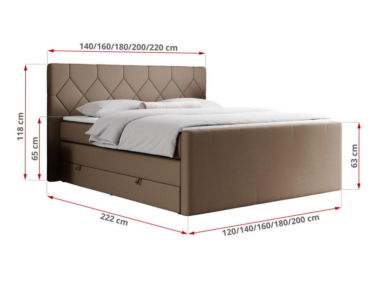 BOXSPRINGBETT KING EIGAR 160/200 Braun Kunstleder - H4 - Braun, Holz/Textil (160/200cm) - MKS