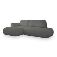 ECKSOFA NUVIRA L-S Grau Boucle-Stoff mit Schlaffunktion - Grau, Holz (279/158cm) - MASSENO