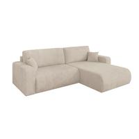 ECKSOFA mit Schlaffunktion Ottomane Rechts BERY-L 276x193x88 Beige Cord - Beige/Schwarz, Holzwerkstoff/Kunststoff (276/193cm) - ALTDECOR
