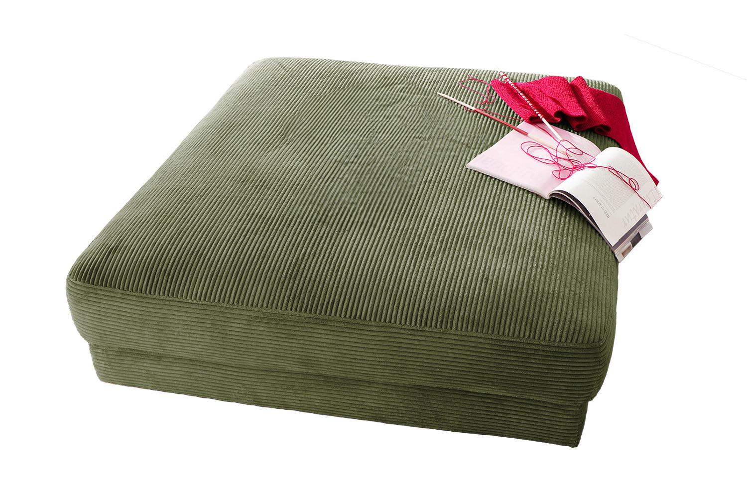 BIG HOCKER MADELINE Grün Cord - Olivgrün, Textil (120/43/120cm) - KAWOLA