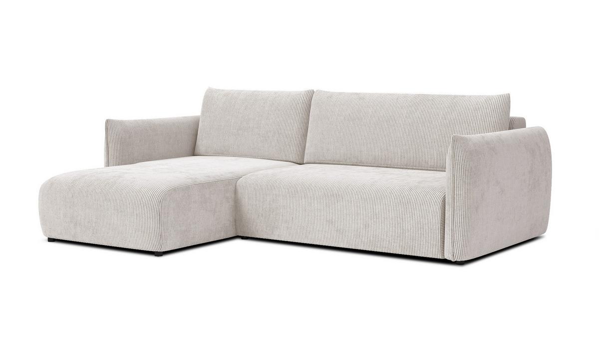 ECKSOFA TAUER 3-Sitzer rechts, perlweiß - Schwarz/Weiß, Holz/Textil (248/173cm) - Wozimo