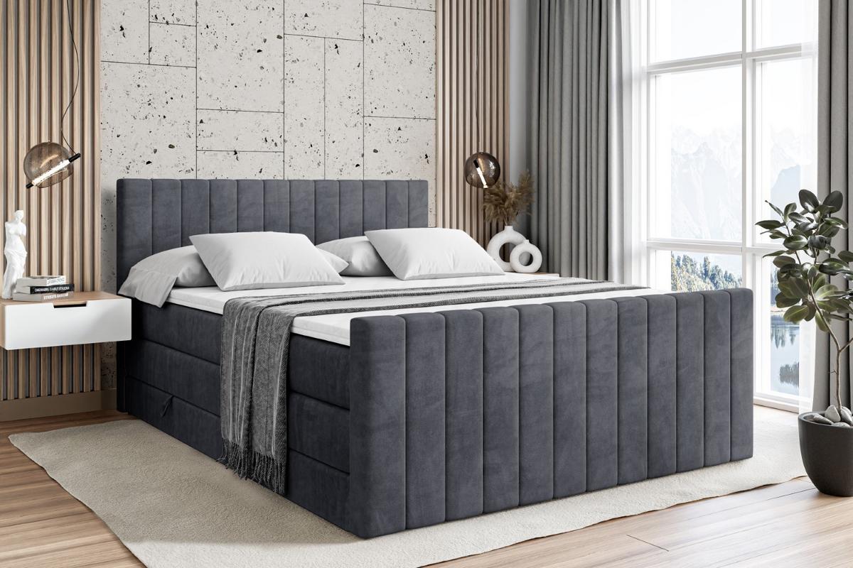 BOXSPRINGBETT EDITA-Z KING - 180x200 - H3/H4 - Dunkelgrau - Dunkelgrau, Holzwerkstoff (180/200cm) - ALTDECOR