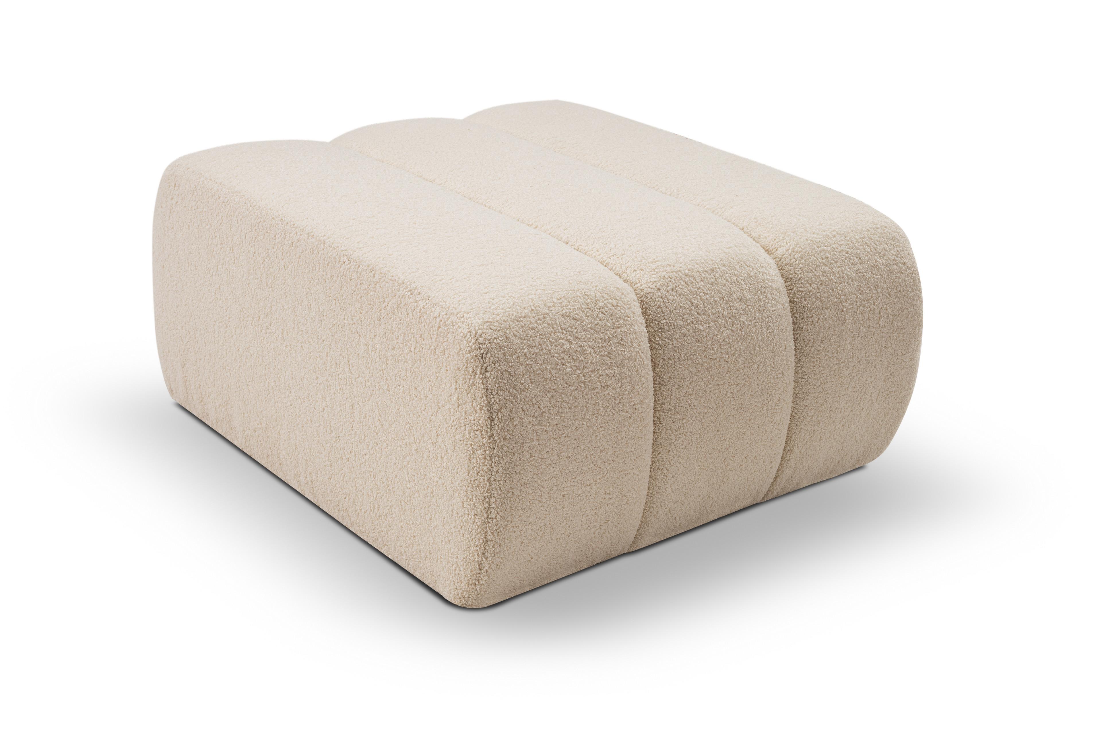 POLSTERHOCKER GIOIA Modern Sitzhocker, Fußhocker Creme - Creme, Holzwerkstoff/Kunststoff (75/41/82cm) - MASSENO