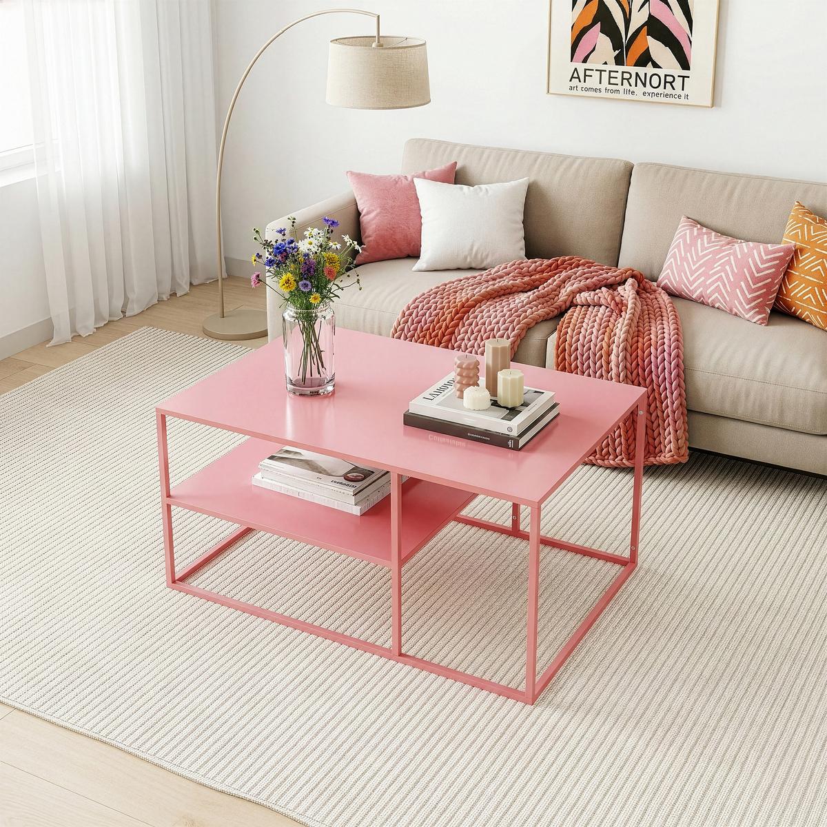 COUCHTISCH Solund 45/90/60 cm - Pink, Metall (60/90/45cm) - [en.casa]