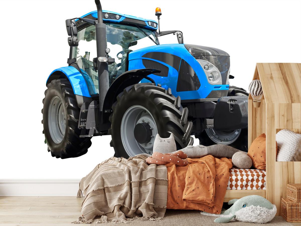 FOTOTAPETE für Jugendzimmer Blauer Traktor Landwirtschaft 100x70 - Blau/Schwarz, Papier (100/70cm) - Muralo