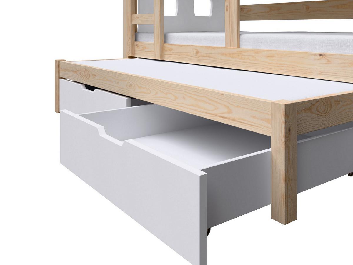 ETAGENBETT LEONE mit Bettkasten 80x180 cm Kieferfarben - Weiß/Kieferfarben, Holz (80/180cm) - MASSENO