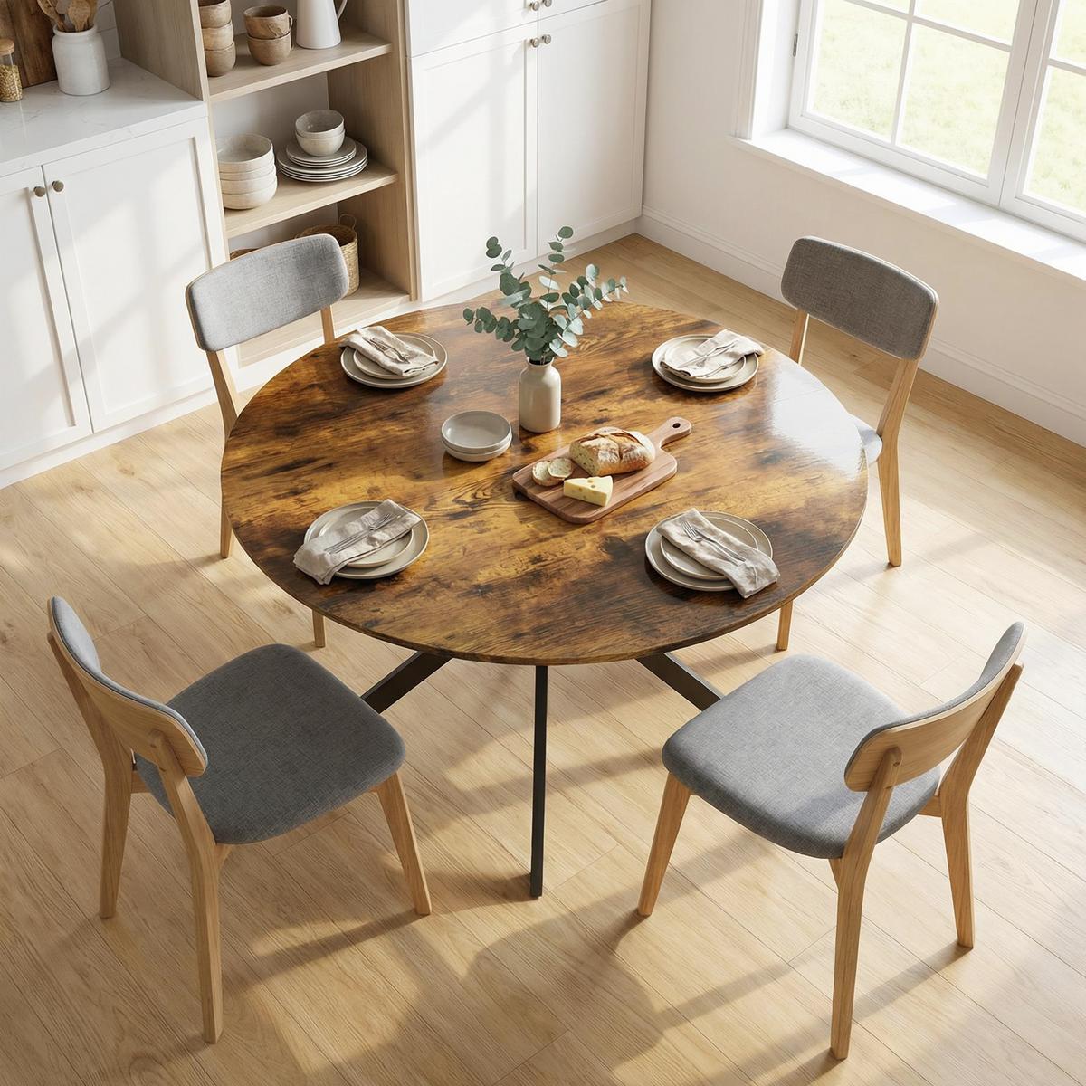 ESSTISCH rund Braun 120/120/75 cm - Braun, Metall (120/120/75cm) - HOMCOM