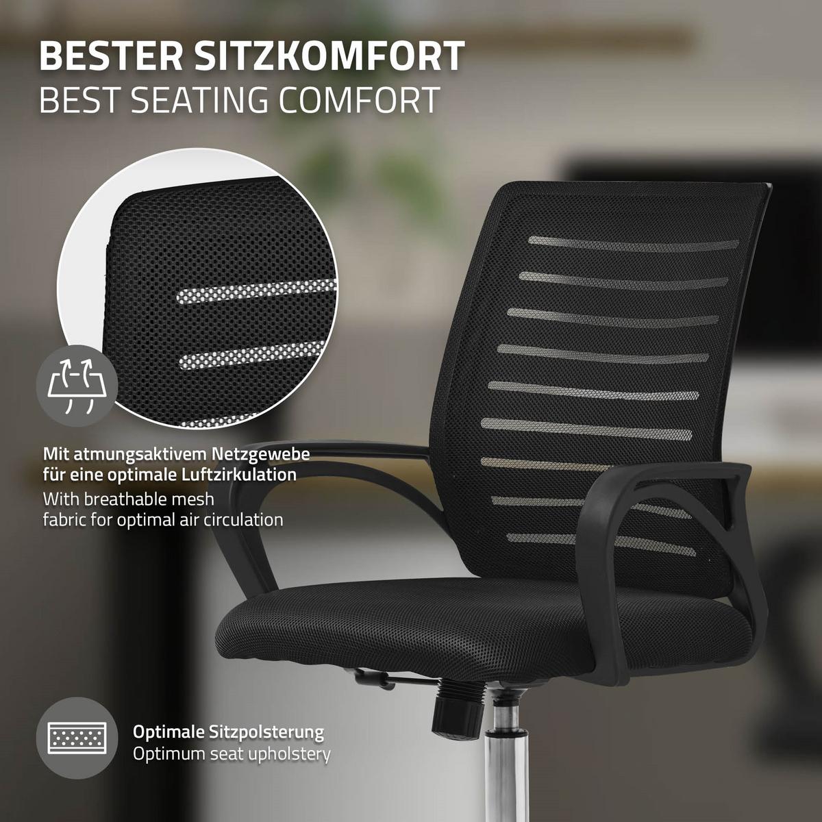 BÜROSTUHL Schwarz - Schwarz, Metall (54/99/59cm) - ML-DESIGN
