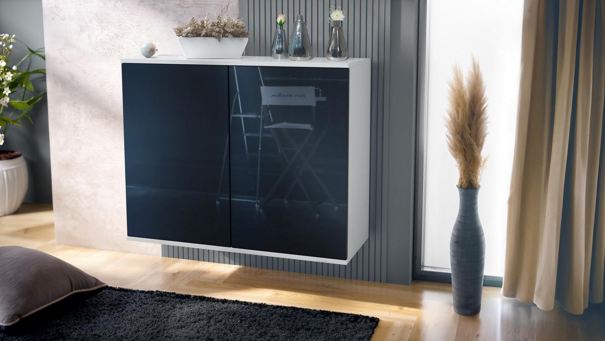 KOMMODE Skadu Schwarz Hochglanz - Schwarz Hochglanz, Holzwerkstoff (92.5/73.5/35cm) - Vladon