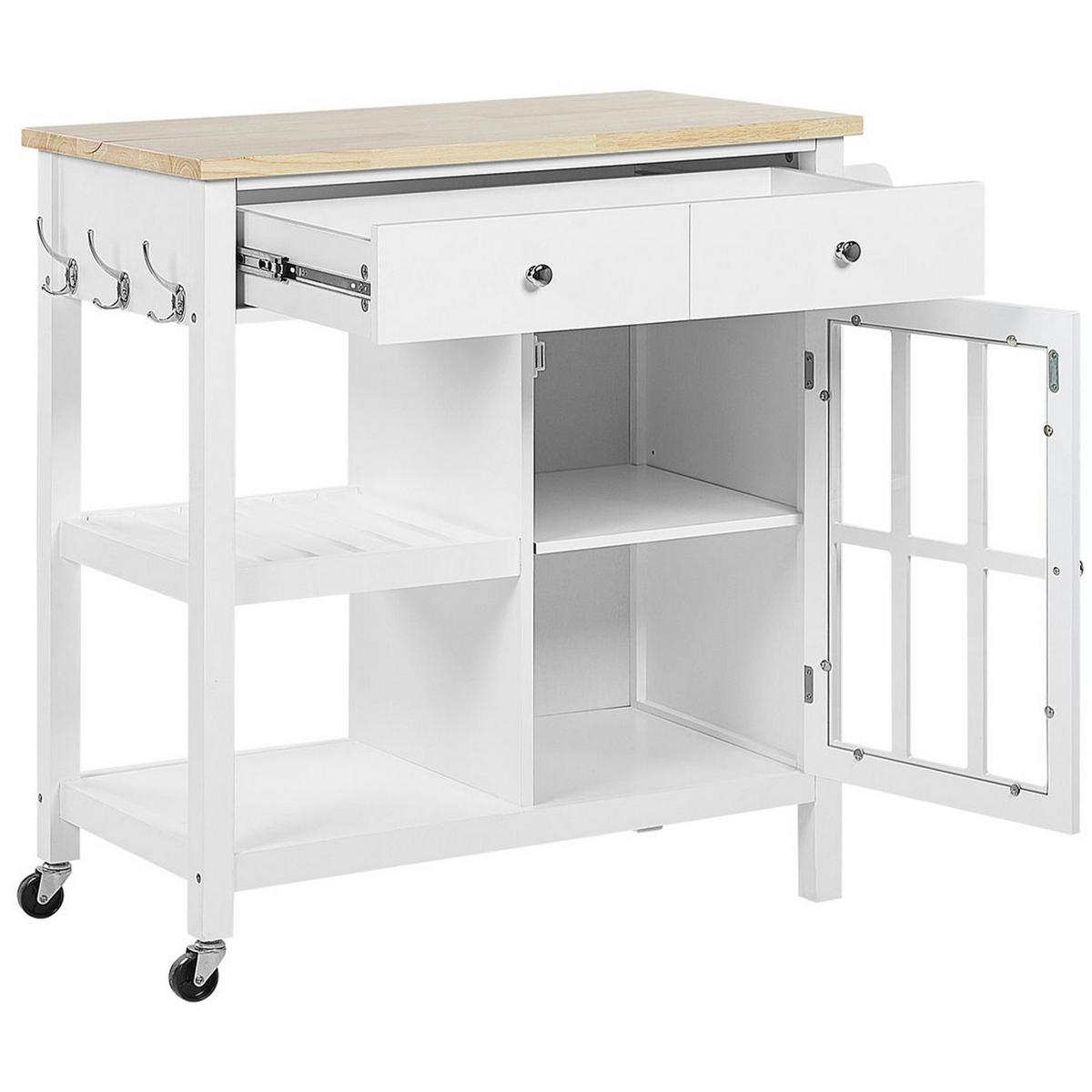 SERVIERWAGEN Weiß Genoa - Weiß/Braun, Holzwerkstoff (80/88/43cm) - Beliani