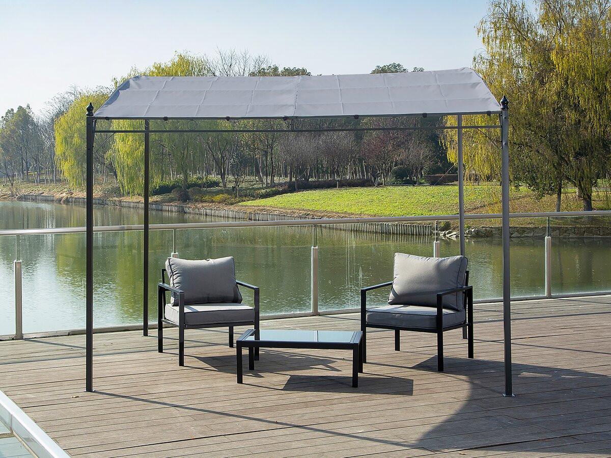 PERGOLA - MARKISE pergola adossée inclinée en métal - 3 x 2.5 m - gris Grau - Grau, Metall (248/248/297cm) - Habitat Garten