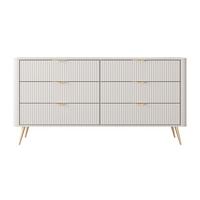 SIDEBOARD Vespasia 6S Beige 163,2/81,2/38 cm – Geriffelten Fronten - Beige/Goldfarben, Holzwerkstoff/Metall (163/81.2/38cm) - AX Living