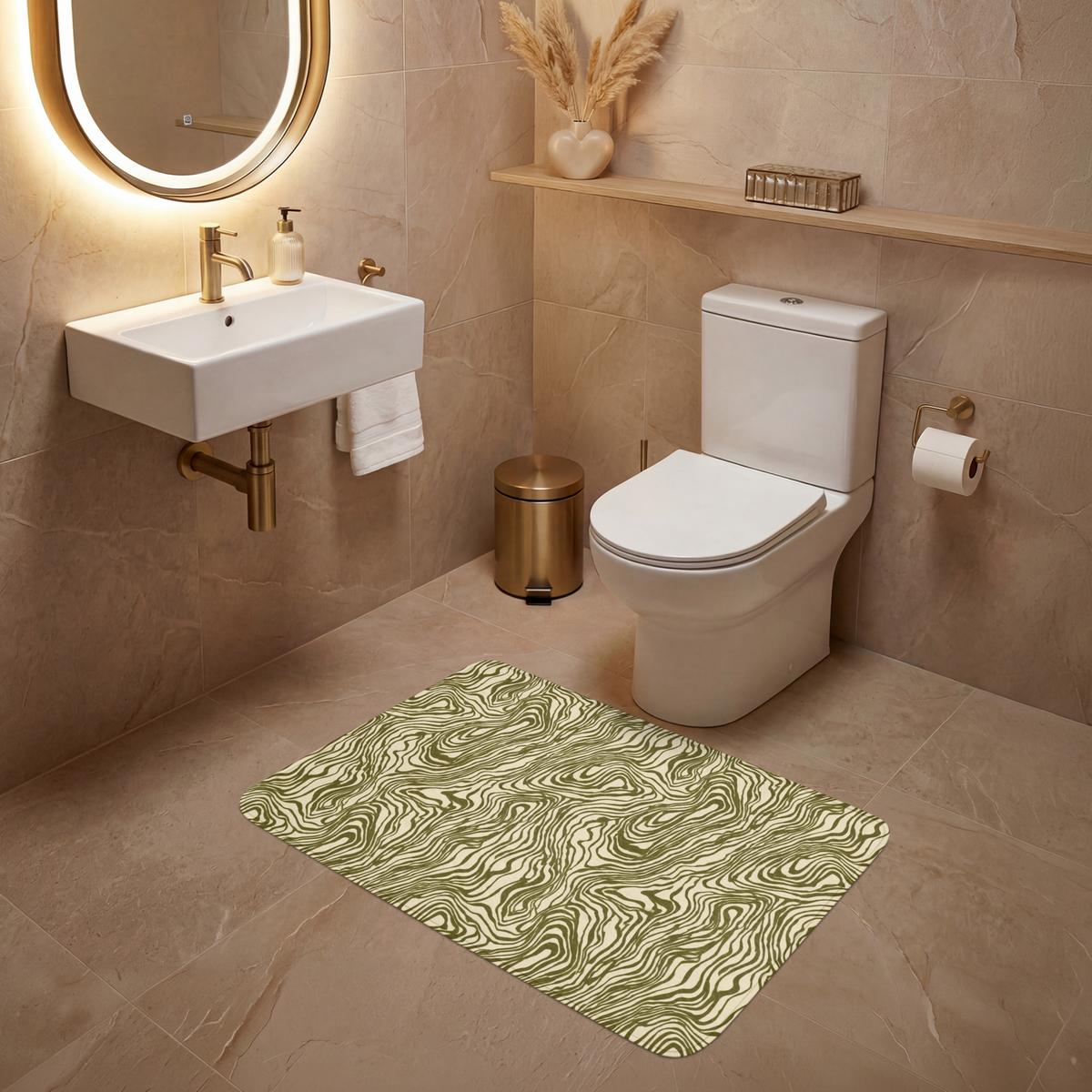 WC-VORLEGER Abstrakt - Marmor - Grün Toilettenteppich 90x60 cm - Dunkelgrün, Textil (90/1cm) - OnlyWow