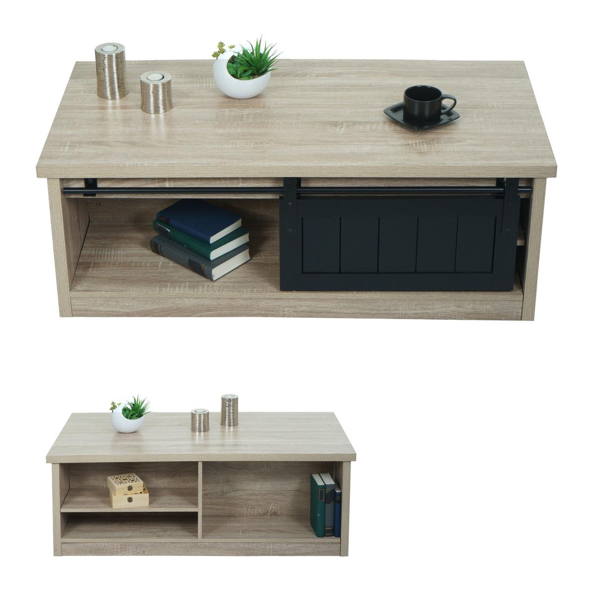 COUCHTISCH Buche Dekor, Schwarz - Buchefarben/Schwarz, Holz (60/120/44cm) - MCW