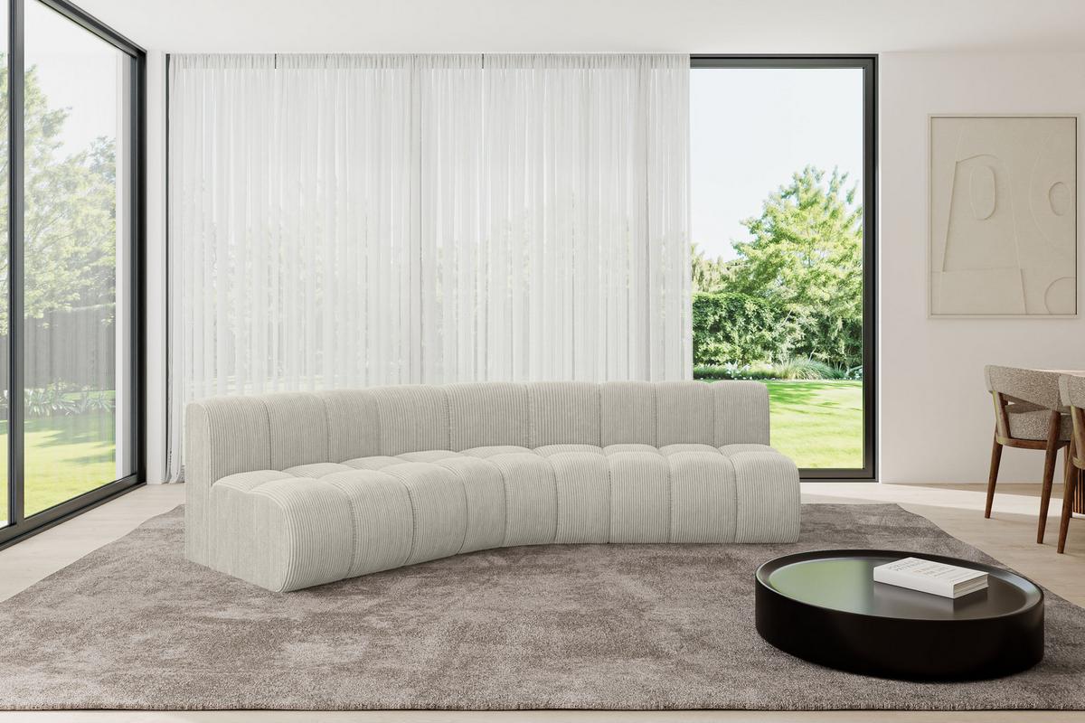 ECKSOFA modulares Sofa Montra-L1 - 290x174x70 cm Creme - Hellgrau/Creme, Holzwerkstoff/Textil (290/174cm) - ALTDECOR