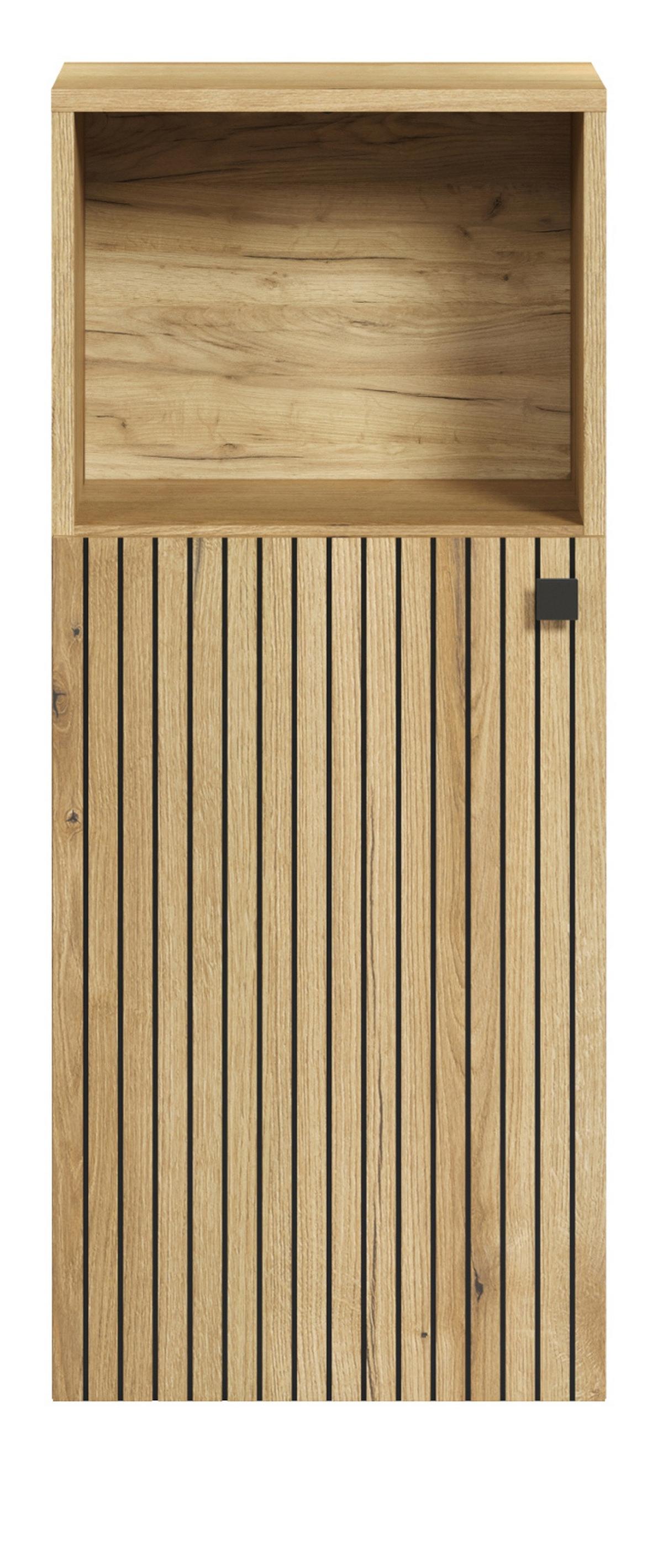 BADKOMMODE Evoke Eiche 40 x 95 cm, Badschrank mit Staboptik - Eichefarben/Schwarz, Holzwerkstoff/Kunststoff (31/95/40cm) - Top.Furn
