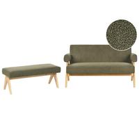 SOFA-SET Bouclé Grün/Hellbraun Tamre - Olivgrün/Braun, Textil (148/79/78cm) - Beliani
