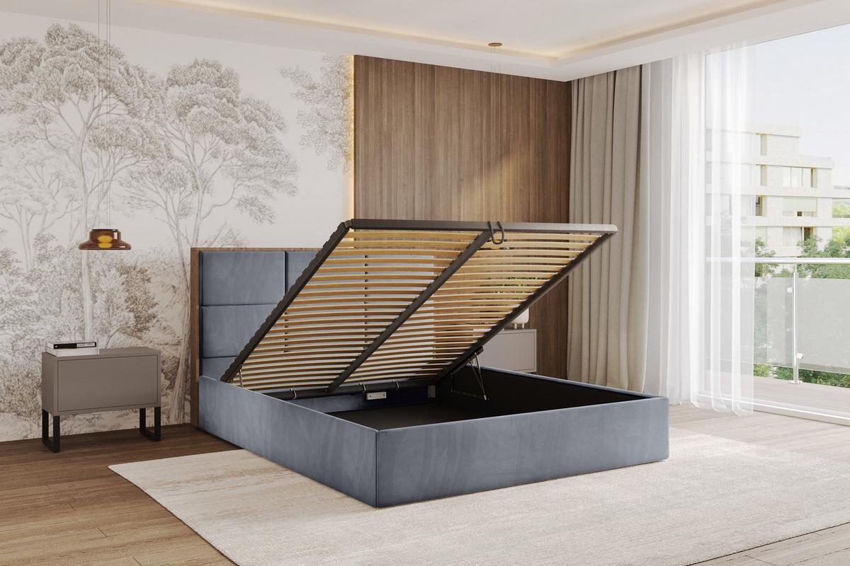 POLSTERBETT mit Bettkasten und Lattenrost, Bett mit Matratze H3/H4 - LILA 140x200 Grau - Grau, Holzwerkstoff/Textil (140/200cm) - ALTDECOR