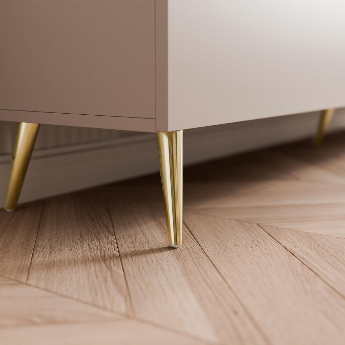GERIFFELTER TV-Schrank SELIA 200 cm auf Füßen, Kaschmir mit goldener Zierleiste - Kaschmir, Holzwerkstoff (200/42/35cm) - Idohome