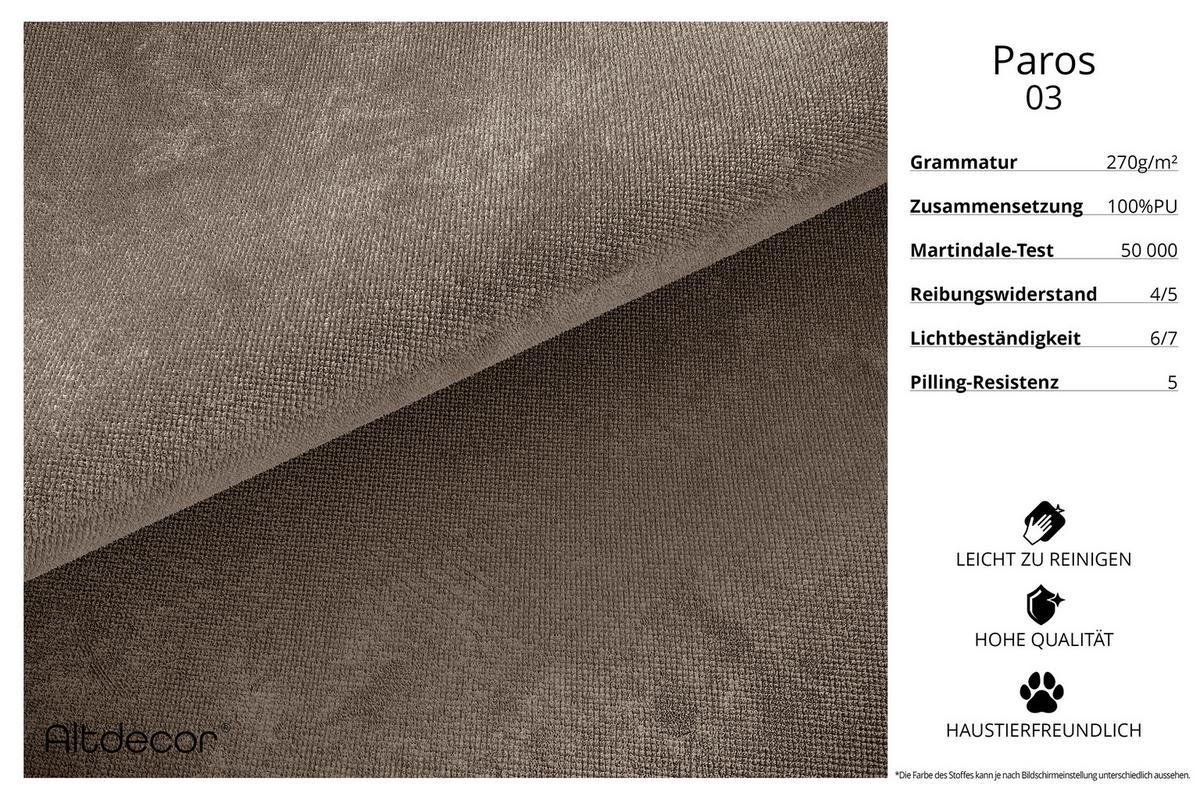 ECKSOFA Ottomane Links SERRA-L - 266x169x80 cm Braun Velours - Schwarz/Braun, Holzwerkstoff/Kunststoff (165/266cm) - ALTDECOR