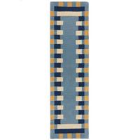WOLLTEPPICH WENSUM, geometrisch, Blau-Gelb, 60 x 230 cm - Blau, Textil (60/230cm) - KADIMA DESIGN