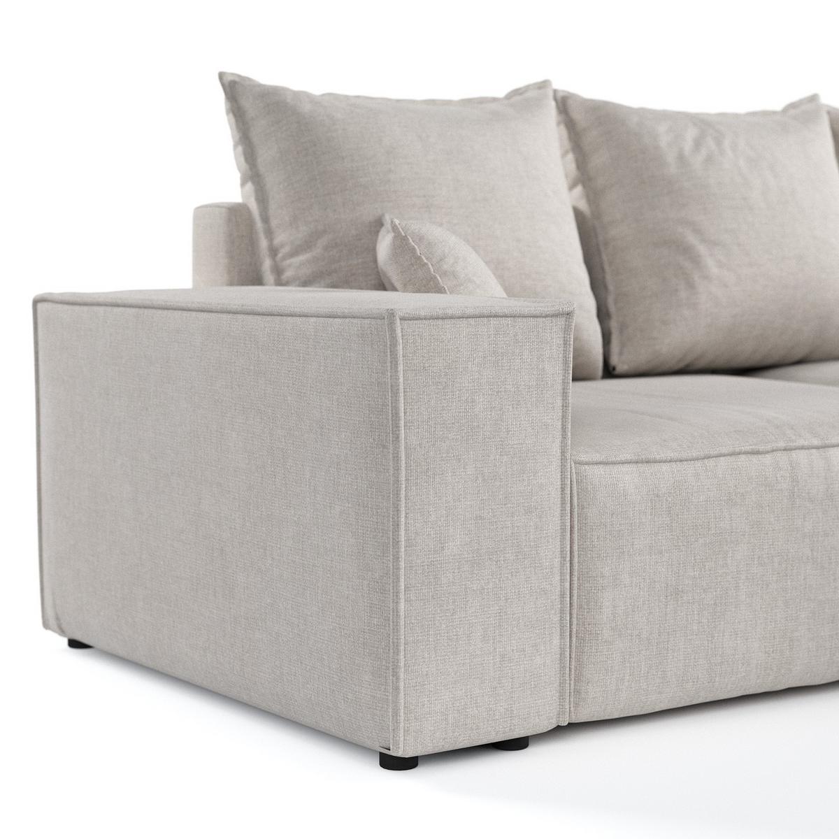 ECKSOFA SENSO mit Schlaffunktion Hellbeige im Wind Stoff - Beige/Schwarz, Holz/Holzwerkstoff (255/148cm) - AltaBeds