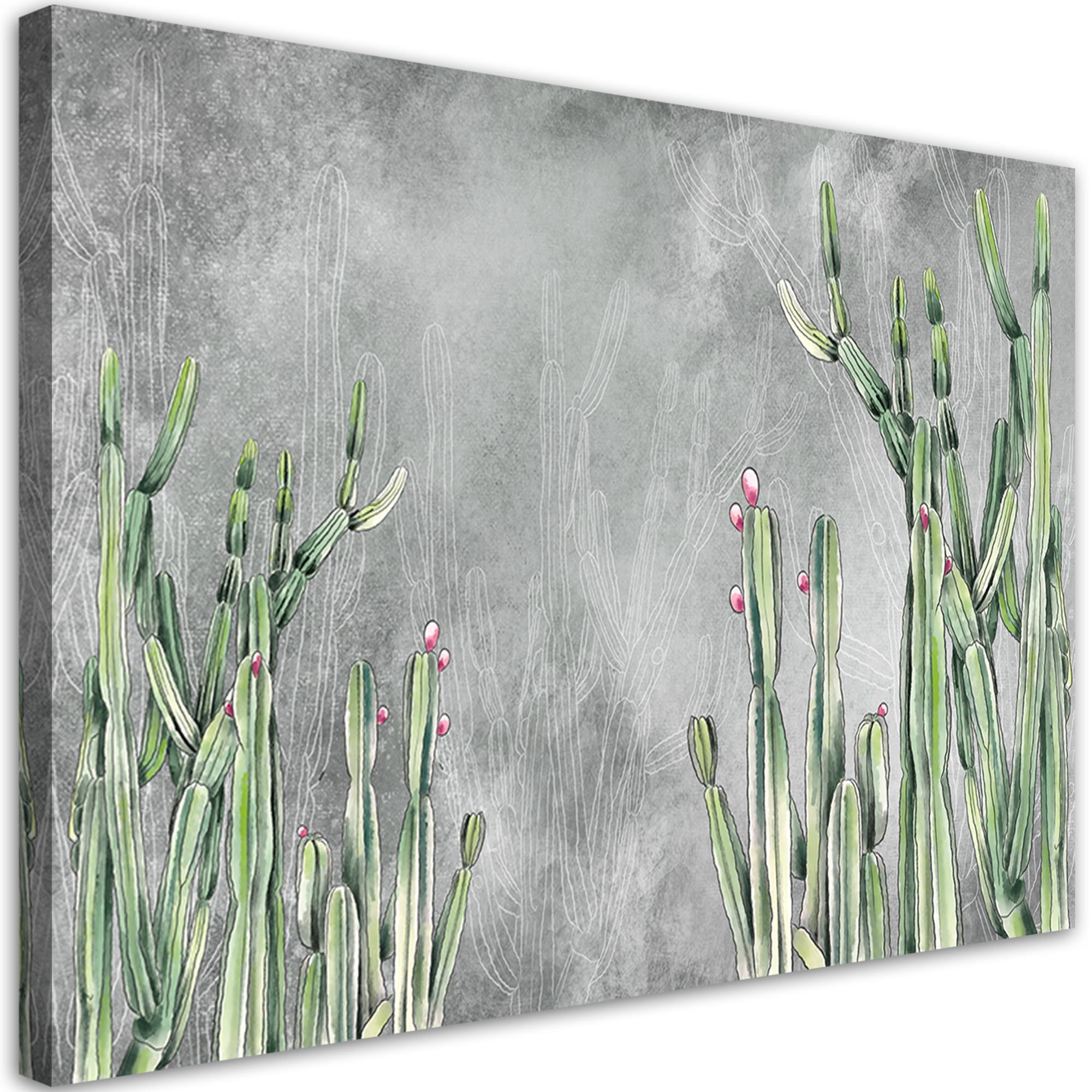 WANDBILD großer wüstenkaktus - Silberfarben, Textil (60/40cm) - Feeby