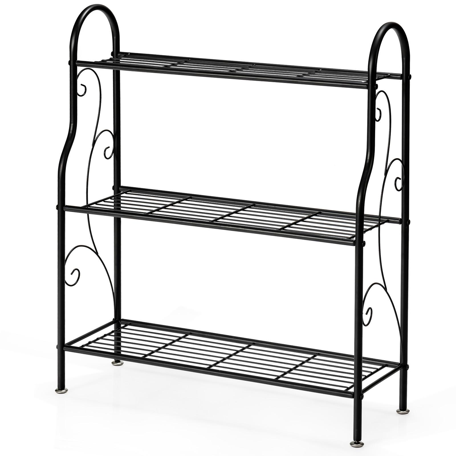 PFLANZENSTÄNDER Schwarz - Schwarz, Metall (72/85/25cm) - COSTWAY