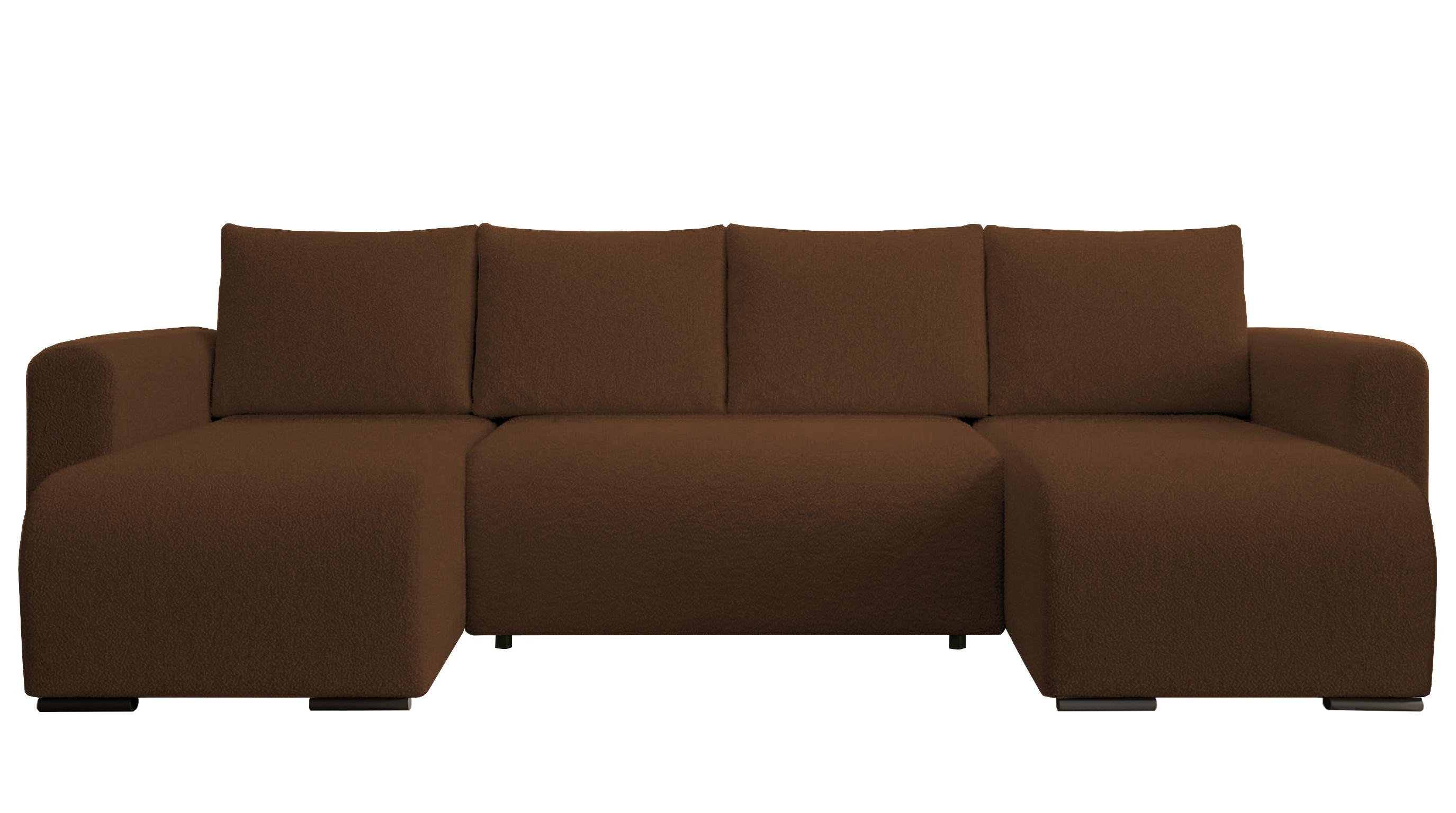 WOHNLANDSCHAFT DORA U mit Bettkasten und Schlaffunktion, U-Form, bequem - Braun, Textil (305/85/140cm) - Storez24