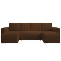 WOHNLANDSCHAFT DORA U mit Bettkasten und Schlaffunktion, U-Form, bequem - Braun, Textil (305/85/140cm) - Storez24