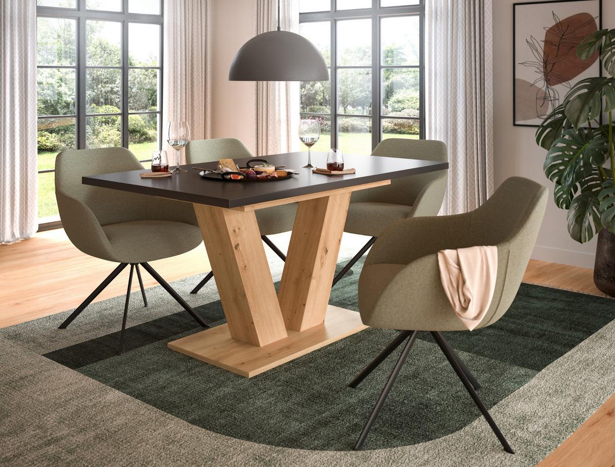 ESSTISCH grau, Eiche Artisan, Küchentisch ausziehbar 150 - 190 cm - Eiche Artisan/Grau, Holzwerkstoff/Metall (150/90/76cm) - Inn.Furn